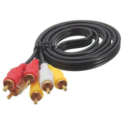 AV Composite 3 RCA Cable Male Video Stereo Audio Triple 3-RCA Cord DVD TV 3M (สืดำ)