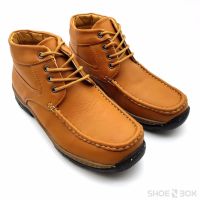 PBshoe รองเท้าบูทชาย รองเท้าบูทหนังหุ้มข้อ PB705 - Brown