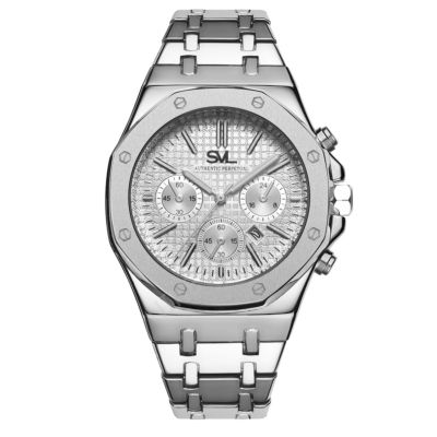 SVL Date Quartz นาฬิกาข้อมือผู้ชาย มีวันที่ กันน้ำ 100% รุ่น GP80333-TR  (Silver-M)  แถมซองนาฬิกาสุดหรู