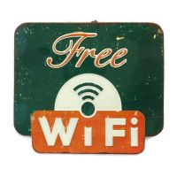 MonkeyAct ป้ายสังกะสี Free Wifi (Green)