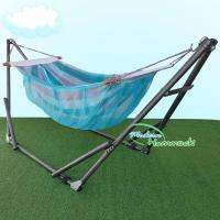 Modern Hammock เปลนอนเด็กแบบพับได้ขนาดกลาง(M)สไตล์ผ้าขาวม้ามีมุ้งสีฟ้า