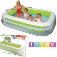 Intex สระน้ำเป่าลมสี่เหลี่ยมแฟมิลี่ 262x175x56 ซม. รุ่น 56483 (สีเขียว) ฟรี ที่สูบลมดับเบิ้ลควิ๊ก วัน