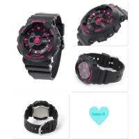 Casio Baby-G นาฬิกาข้อมือผู้หญิง สีดำ/ชมพู สายเรซิ่น รุ่น BA-111-1A