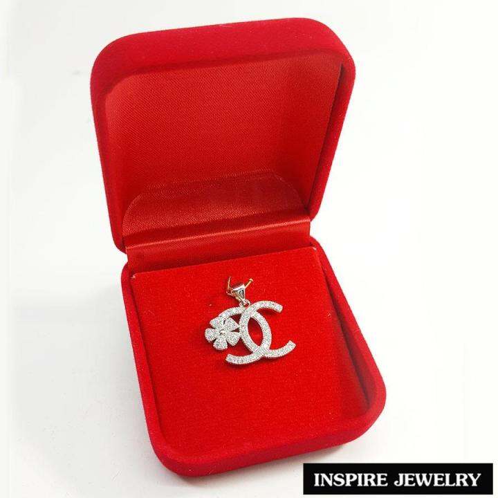 inspire-jewelry-จี้cn-ฝังเพชร-ประดับดอกไม้-2-แบบ-งานจิวเวลลี่-หุ้มทองแท้-100-24k-และหุ้มทองคำขาว-สวยหรู