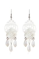 TANITTgems Vintage White Pearl French Lace Bridal Earrings