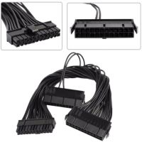 PCI-E Express Power Cable 30CM Dual PSU Power Supply Computer ATX 24 Pin Cable for Mining 24Pin 20+4pin Dual Black