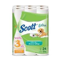 จัดส่งฟรี Scott Extra กระดาษทิชชู่สก๊อตต์ เอ็กซ์ตร้า ความยาวสามเท่า 24 ม้วน ( กระดาษชำระ) กระดาษทิชชู่ คุณภาพดี