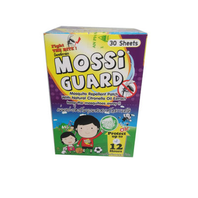 Mossi Guard แผ่นแปะกันยุง จากธรรมชาติปลอดภัย ไม่มีสารเคมี 1 กล่อง 30 ซอง 60 แผ่น