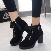 Leather Heel Ankle Shoes