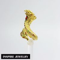 Inspire Jewelry ,แหวนพญานาคนพเก้า ตัวเรือนทองเหลือง พรเก้าประการ นำโชค เสริมดวง ปรับขนาดได้ พร้อมถุงกำมะหยี่