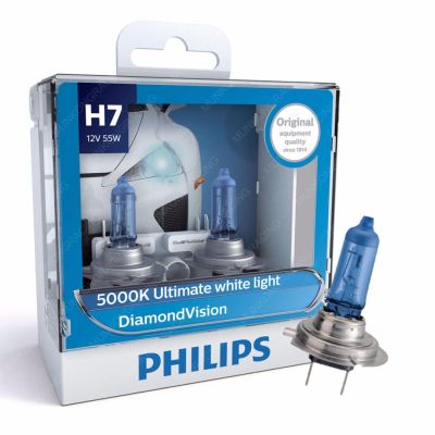 PHILIPS หลอดไฟหน้ารถยนต์ Diamond Vision 5000K H7