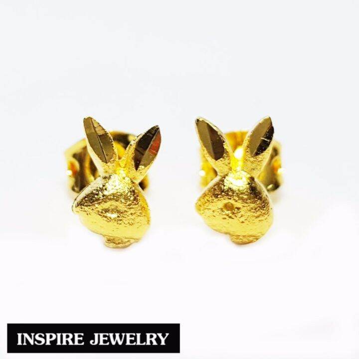 inspire-jewelry-ต่างหูกระต่าย-bunny-หุ้มทองแท้-100-24k