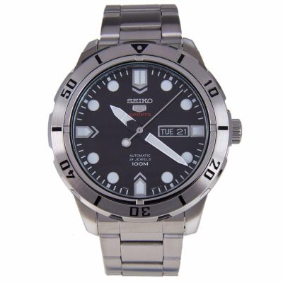 Seiko 5 Automatic Sports นาฬิกาข้อมือผู้ชาย สีดำ สายสแตนเลส รุ่น SRP671K1