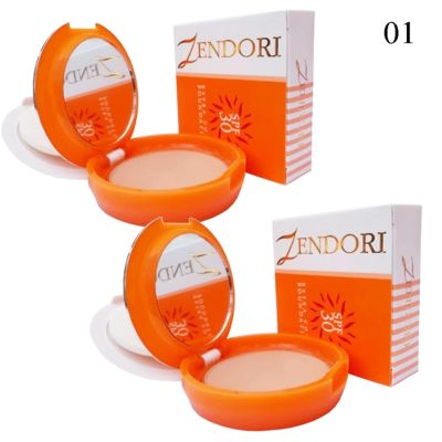 Zendori Extra Cover Foundation SPF 30 แป้งพัฟเซนโดริ ปกปิด คุมมัน กันแดด No.01 ผิวขาว (2 ตลับ)