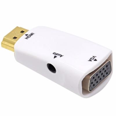 HDMI White HDMI2VGA Converter HDMI to VGA Adapter with Audio Cable for PC Computer Notebook Desktop Tablet to HDTV Projector Display