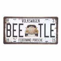 ป้ายสังกะสีวินเทจ Volkswagen BEE-TLE (ปั๊มนูน)