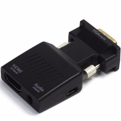 1080P VGA Male to HDMI Female Video Adapter W/ 3.5mm Audio (สีดำ)