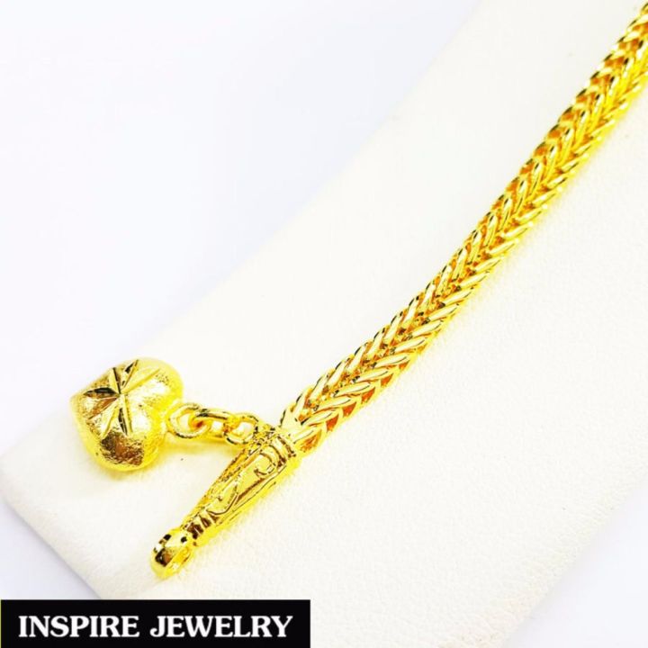 inspire-jewelry-สร้อยข้อมือทองลายสี่เสา-น้ำหนัก-10กรัม-งานทองไมครอน-ชุบเศษทองคำแท้