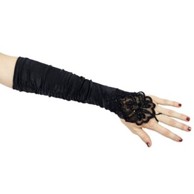 แอมป์ผู้หญิง Beaded ถุงมือถุงมือยาวรวบรวมถุงมือสีดำ - สนามบินนานาชาติ