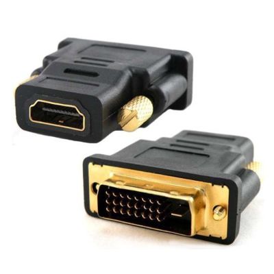 DVI-D Male (24+1 pin) to HDMI Female Adapter Gold Plated (สีดำ/สีทอง)