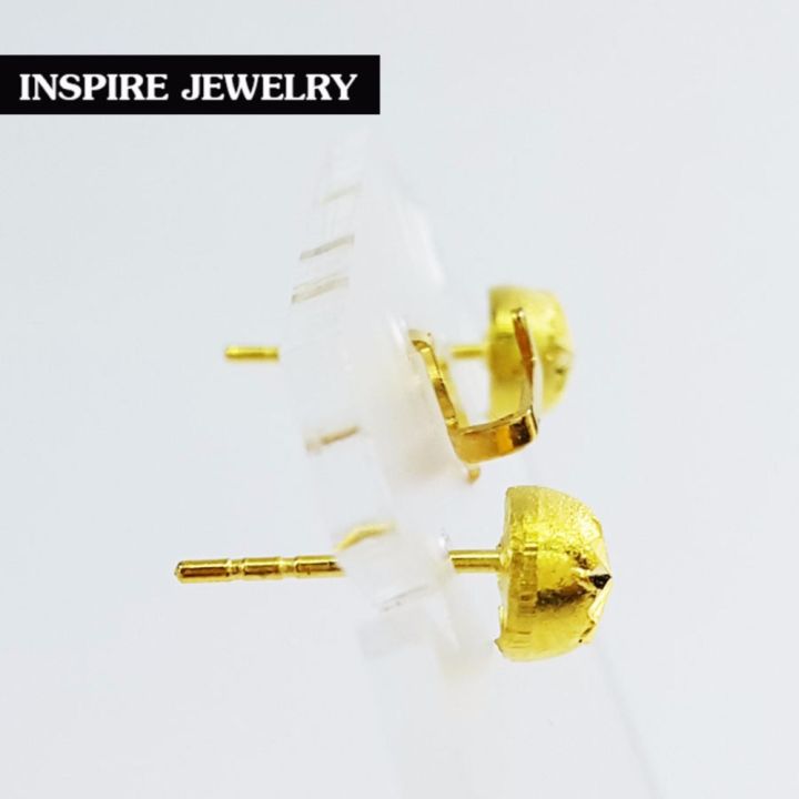 inspire-jewelry-microns-gold-24k-gold-plated-earrings-ต่างหูทองตอกลายแบบร้านทอง-งานจิวเวลลี่-ทองไมครอน-หุ้มทองแท้-100-24k-สวยหรู-ขนาด5minx5min