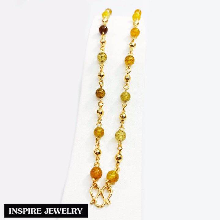 inspire-jewelry-สร้อยคอหินเกล็ดมังกร-ตัวสร้อยหุ้มทองแท้-100-24k-ขนาด-23-นิ้ว-หินเกล็ดมังกร-เป็นเป็นหินที่ช่วยให้เอาชนะปัญหา-และขจัดความทุกข์-สร้างกำลังใจ-นำโชค