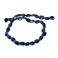 เซซี บอน ลูกปัดหินแท้เม็ดไข่แบน หินโซดาไลท์ (Sodalite) 6x10 mm - (สีน้ำเงิน)