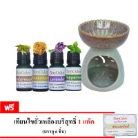 SenOdos ชุดเซ็ต น้ำมัน + เตาเผา น้ำมันหอมระเหย (ชุดกลิ่นสำหรับเด็ก) Essential Oil For Children Set 10 ml x 4 กลิ่น (กลิ่นซีด้าร์วูด, กลิ่นกำยาน, กลิ่นลาเวนเดอร์, กลิ่นเปปเปอร์มิ้นต์) (Free เทียนทีไลท์ เทียนไขถั่วเหลืองบริสุทธิ์ 15 กรัม 1 แพค ราคา 355 บาท)