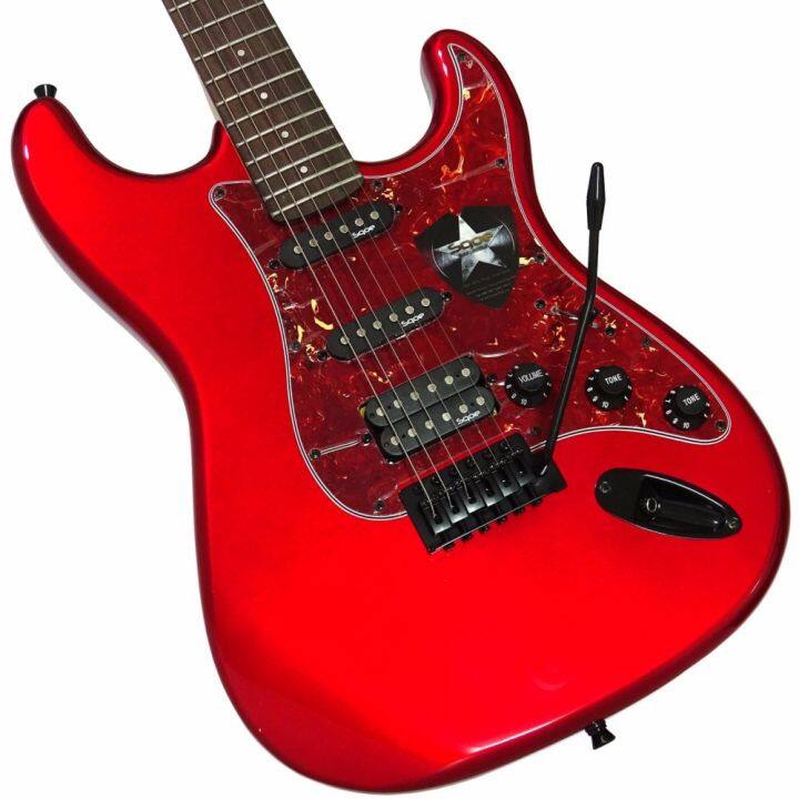 sqoe-sest230-hss-electric-guitar-metallic-red-color-free-guitar-bag-amp-cable-amp-pick