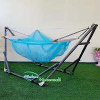 Modern Hammock เปลนอนเด็กแบบพับได้ขนาดกลาง(M)สไตล์ผ้าเปลมีมุ้งสีฟ้า