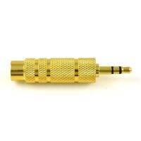 3.5mm 1/8" Male to 6.5mm 1/4" Female Stereo Audio Adapter AC Jack Connector (สีทอง/สีดำ)