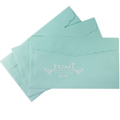 Fumi ซองการ์ดแต่งงาน 4.25x7.75 นิ้ว 200 ซอง ฝาโค้งหยัก (สีฟ้า)