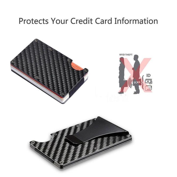 มีเก็บเงินปลายทาง-amart-slim-คาร์บอนไฟเบอร์บัตรเครดิตซองใส่บัตร-rfid-non-scan-กระเป๋าสตางค์โลหะเงินกระเป๋าเงินแบบหนีบ-intl