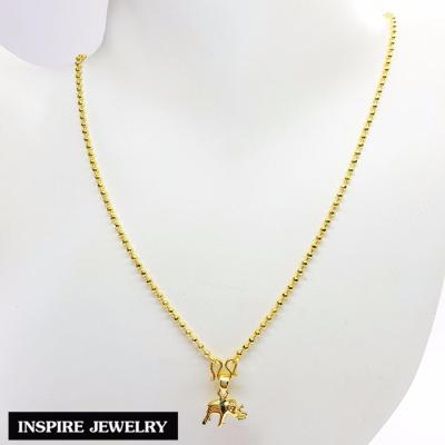 Inspire Jewelry ,ชุดเซ็ท สร้อยคอหุ้มทองแท้ 24K ขนาด 18 นิ้ว (สำหรับผู้แพ้ง่ายมาก) พร้อมจี้ช้างหุ้มทองแท้