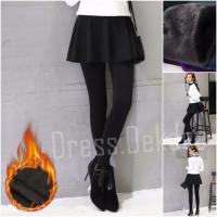 Skirt Leggings กระโปรงกางเกงเลกกิ้งบุขน ตัวติดกัน เลกกิ้งบุขน ถุงน่องบุขน กางเกงงบุขนกันหนาว ถุงน่องกันหนาว สกินนี่บุขน สำหรับหนาวมาก หรือ อุณหภูมิติดลบ  ฟรีไซส์ รุ่น Skirt Leggings (สีดำ)