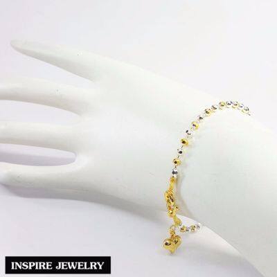 Inspire Jewelry ,สร้อยข้อมือเม็ดอิตาลี 2 กษัตริย์ (ขนาดเม็ด 3 mm) ตัดเหลี่ยม สวยหรู คงทน