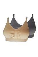 Perfect Bra เสื้อชั้นในให้นม (Nursing Bra) ใส่ได้ตั้งแต่ตั้งครรภ์ แบบ Sport เชต 2 ตัว - สีเนื้อเข้ม/สีเทา