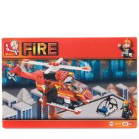 ProudNada Toys ของเล่นเด็กชุดตัวต่อเลโก้เฮริคอปเตอร์ดับเพลิง Sluban FIRE 155 PCS B0218