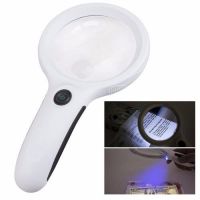 8 LED Magnifier แว่นขยาย พร้อมไฟส่องสว่าง  เลนส์ใส  Hand-Held Magnifier 8 LED Skid-Proof Handle,With Currency Detechting Function)