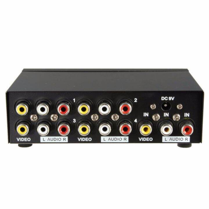 กล่องสัญญาณ-ใช้สำหรับต่อเครื่อง-4-port-video-audio-splitter-สีดำ