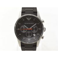 นาฬิกาข้อมือผู้ชาย Emporio Armani Sport Silver Ion-Plating Black Chronograph Dial Mens Watch AR5858