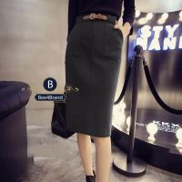 กระโปรงเข้ารูป Autumn and Winter Women Pencil Skirt (Black)