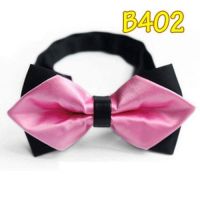 หูกระต่ายซ้อนดำ เส้นกลางดำ หูกระต่าย Bow tie สีพื้น โบว์ไท - รุ่น B402