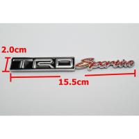 ป้ายโลโก้โลหะTRD SPORTIVO สีดำ/แดงขนาด 15.5x2.0cm ติดตั้งด้วยเทปกาวสงหน้าด้านหลัง