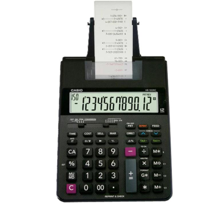 เครื่องคิดเลขพิมพ์กระดาษ Casio HR100RC 12 หลัก สีดำ