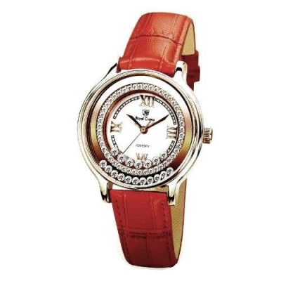 Royal Crown นาฬิกาประดับเพชรสวยงาม สำหรับสุภาพสตรี สายหนัง รุ่น STR 3638L RD (Red)