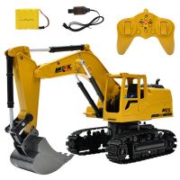 รถแม็คโครบังคับ รถก่อสร้างของเล่น หัวเหล็กตักดินได้ Excavator DIE Cast 8 CH 2.4 ghz ขนาด 1:24