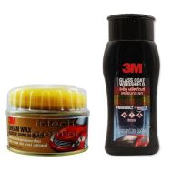 3M แว๊กซ์เคลือบเงาสีรถ 220 กรัม + เคลือบกระจก Glass Coat Windshield ป้องกันหยดนํ้าเกาะ 200ml