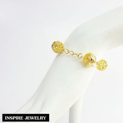 Inspire Jewelry ,สร้อยข้อมืองานDesign  ลายลูกบอลทำลาย สวยหรู หุ้มทองแท้ 100% 24K  พร้อมถุงกำมะหยี่