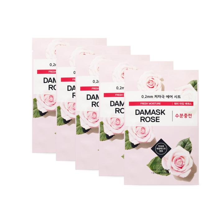 Etude House 0.2 Therapy Air Mask - Damask Rose  20ml (Set 5 แผ่น) ช่วยให้ผิวชุ่มชื้น สว่างใส เรียบเนียน